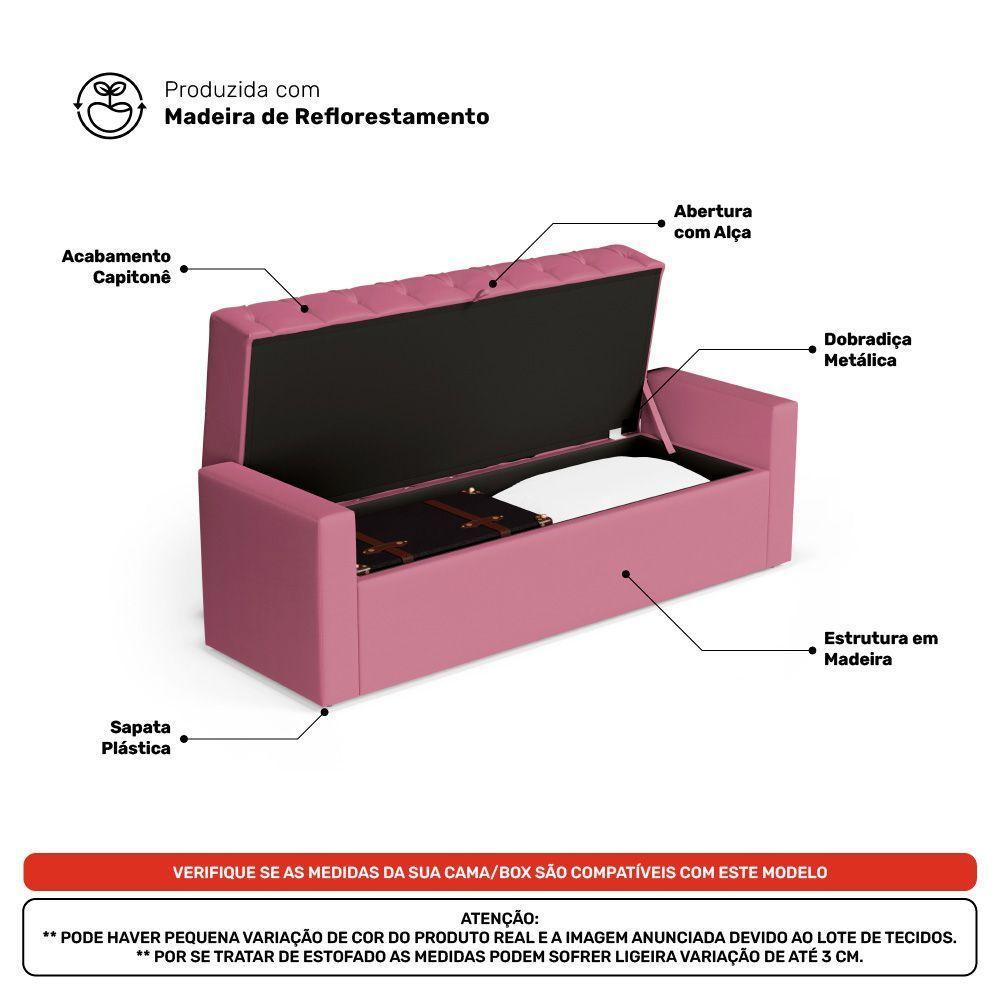 Calçadeira Báu Queen Size Atena 160cm Capitonê Suede Rosa - Desk Design - 4