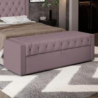 Calçadeira Báu Queen Size Atena 160cm Capitonê Veludo Rosê - Desk Design - 5