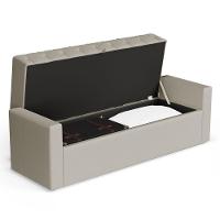 Calçadeira Báu Casal Padrão Atena 140cm Capitonê Sintético Bege - Desk Design - 3