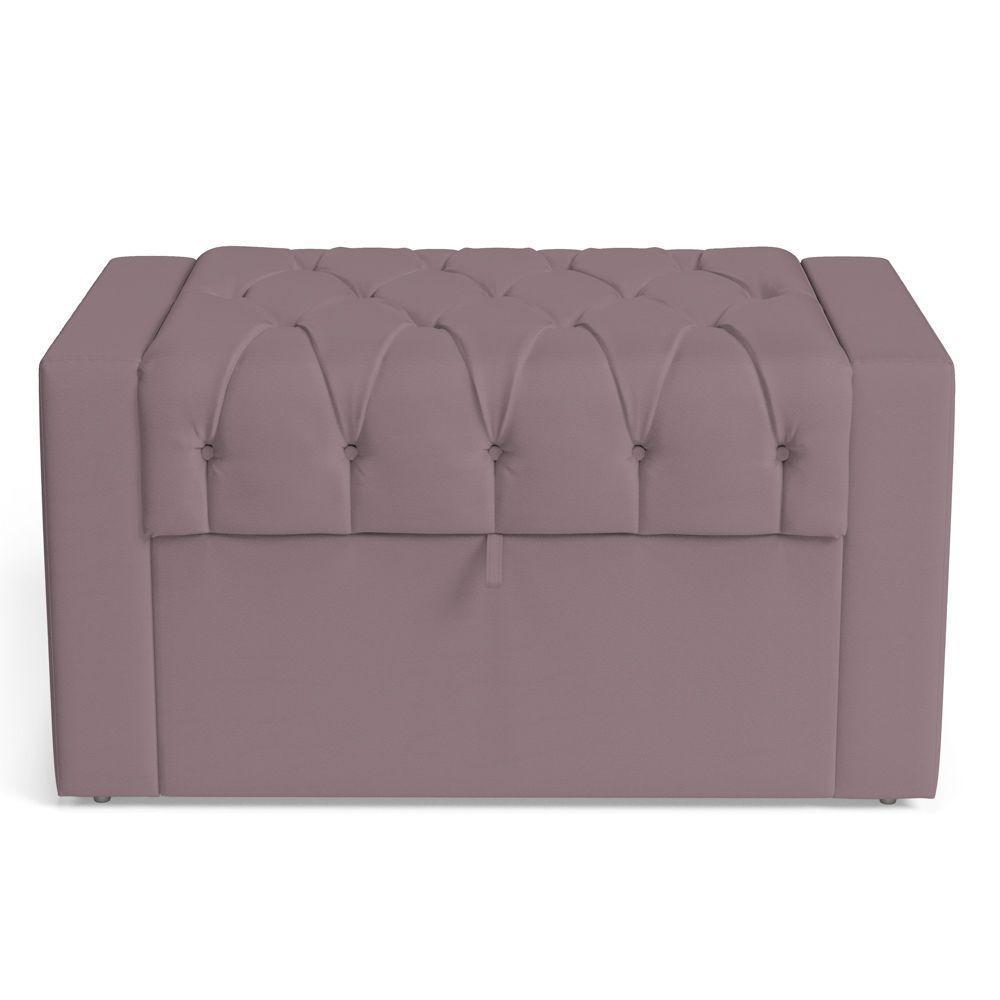 Calçadeira Báu Solteiro Atena 90cm Capitonê Veludo Rosê - Desk Design - 3