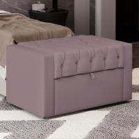 Calçadeira Báu Solteiro Atena 90cm Capitonê Veludo Rosê - Desk Design - 6