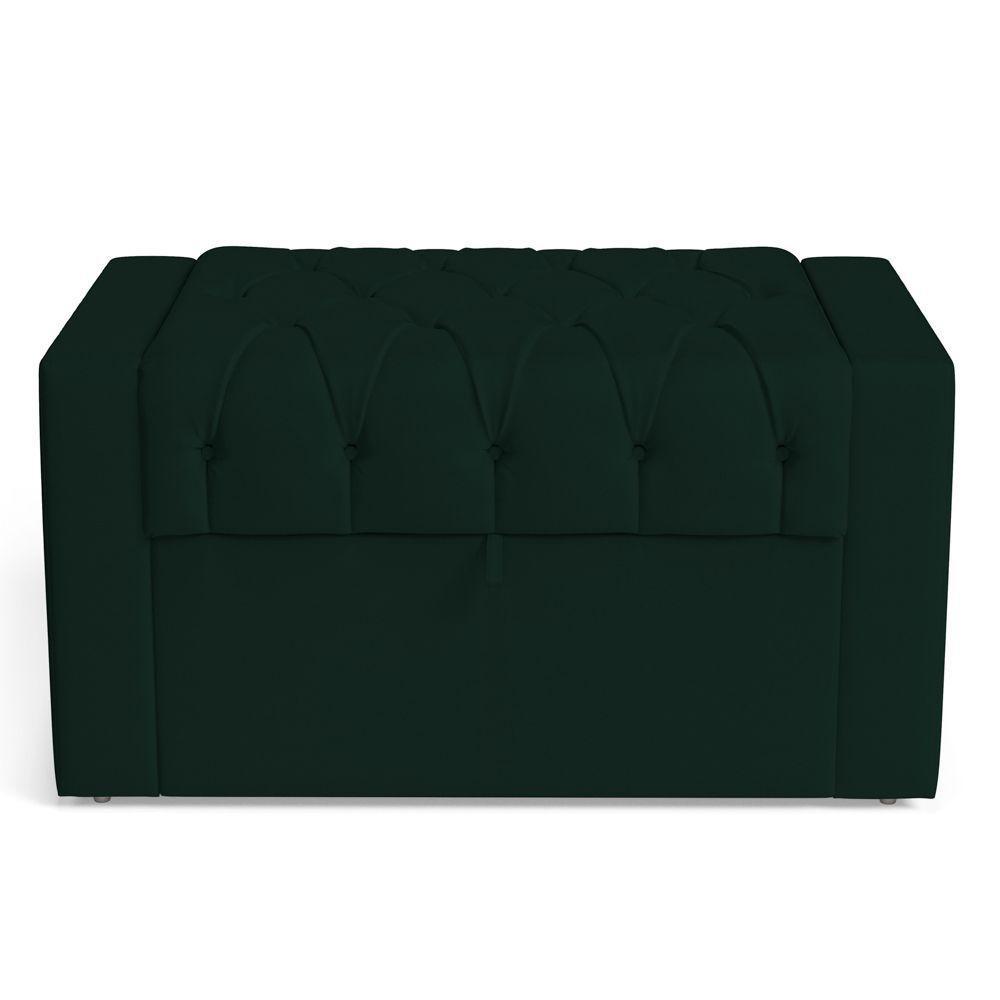Calçadeira Báu Solteiro Atena 90cm Capitonê Veludo Verde Escuro - Desk Design - 3