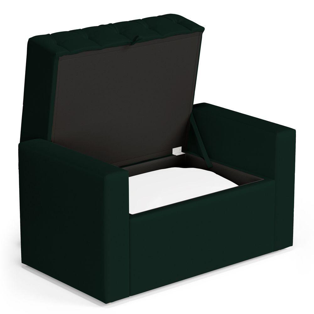 Calçadeira Báu Solteiro Atena 90cm Capitonê Veludo Verde Escuro - Desk Design - 7
