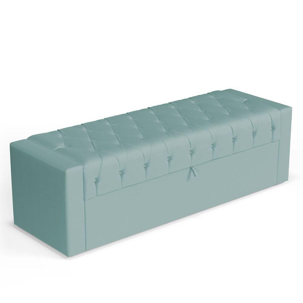 Calçadeira Báu Queen Size Atena 160cm Capitonê Veludo Acqua - Desk Design - 1