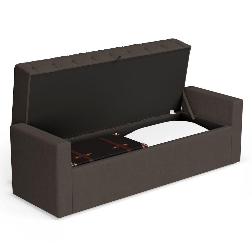 Calçadeira Báu Queen Size Atena 160cm Capitonê Linho Cacau - Desk Design - 7