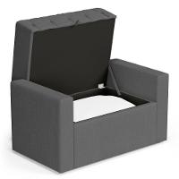 Calçadeira Báu Solteiro Atena 90cm Capitonê Linho Cinza Escuro - Desk Design - 7