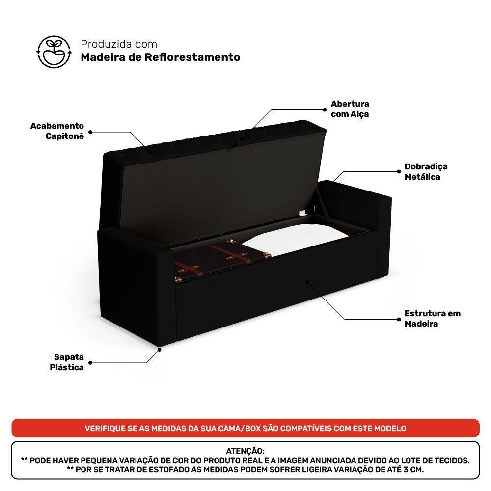 Calçadeira Báu Queen Size Atena 160cm Capitonê Sintético Preto - Desk Design - 4