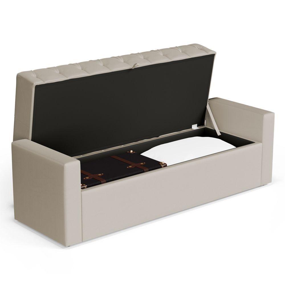 Calçadeira Báu Casal Padrão Atena 140cm Capitonê Suede Bege Claro - Desk Design - 7