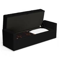 Calçadeira Báu Casal Padrão Atena 140cm Capitonê Suede Preto - Desk Design - 7