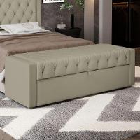 Calçadeira Báu Casal Padrão Atena 140cm Capitonê Veludo Bege - Desk Design - 6