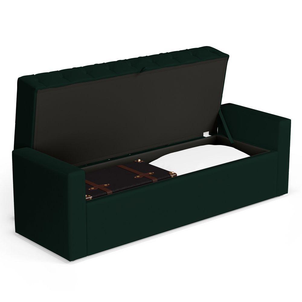 Calçadeira Báu King Size Atena 195cm Capitonê Veludo Verde Escuro - Desk Design - 7