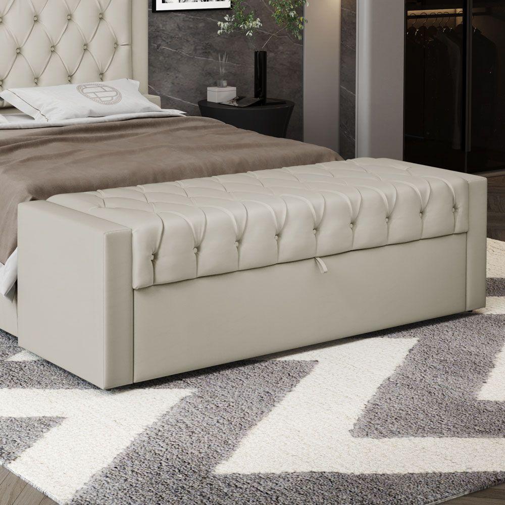 Calçadeira Báu King Size Atena 195cm Capitonê Sintético Bege - Desk Design - 5