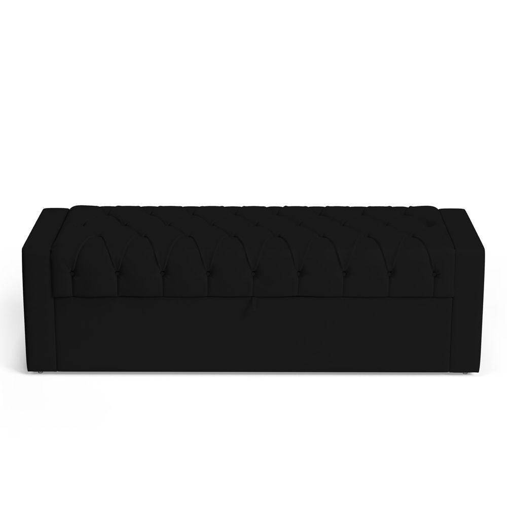 Calçadeira Báu Queen Size Atena 160cm Capitonê Suede Preto - Desk Design - 2