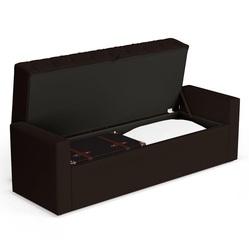 Calçadeira Báu King Size Atena 195cm Capitonê Suede Marrom - Desk Design - 3