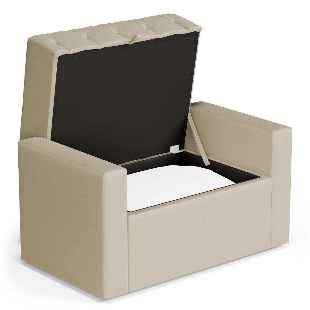 Calçadeira Báu Solteiro Atena 90cm Capitonê Suede Bege Claro - Desk Design - 3