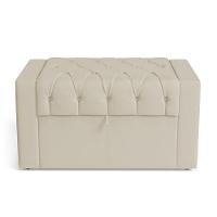 Calçadeira Báu Solteiro Atena 90cm Capitonê Suede Bege Claro - Desk Design - 2