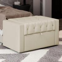 Calçadeira Báu Solteiro Atena 90cm Capitonê Suede Bege Claro - Desk Design - 5