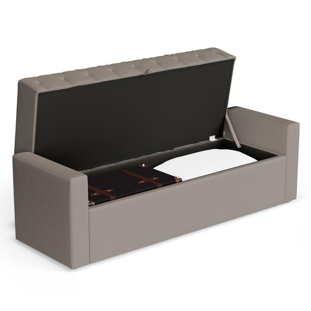 Calçadeira Báu King Size Atena 195cm Capitonê Suede Bege - Desk Design - 3