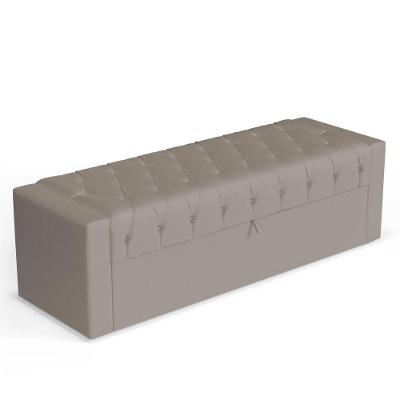 Calçadeira Báu King Size Atena 195cm Capitonê Suede Bege - Desk Design