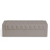 Calçadeira Báu King Size Atena 195cm Capitonê Suede Bege - Desk Design - 2