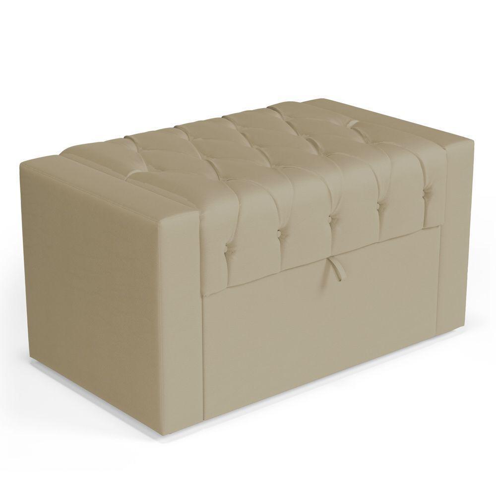 Calçadeira Báu Solteiro Atena 90cm Capitonê Suede Bege - Desk Design - 1
