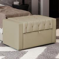 Calçadeira Báu Solteiro Atena 90cm Capitonê Suede Bege - Desk Design - 5
