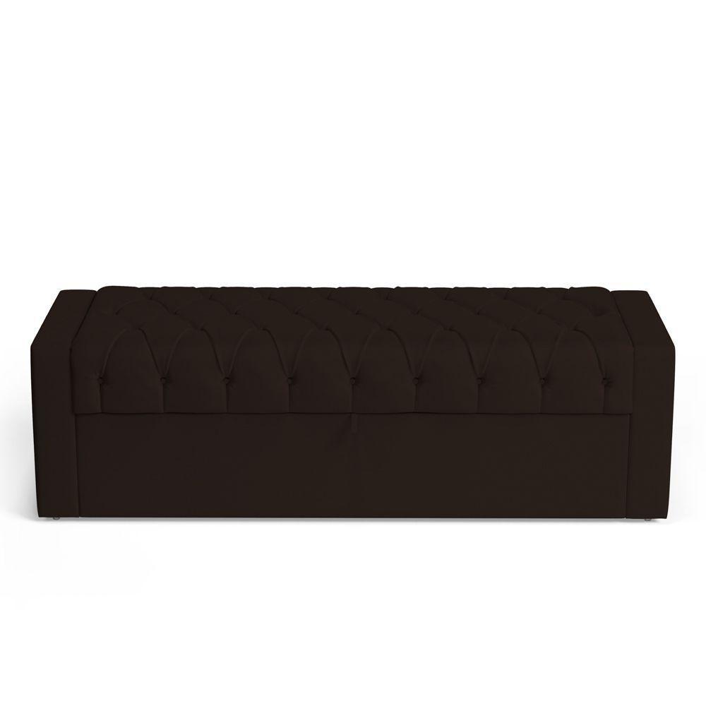 Calçadeira Báu Queen Size Atena 160cm Capitonê Suede Marrom - Desk Design - 2