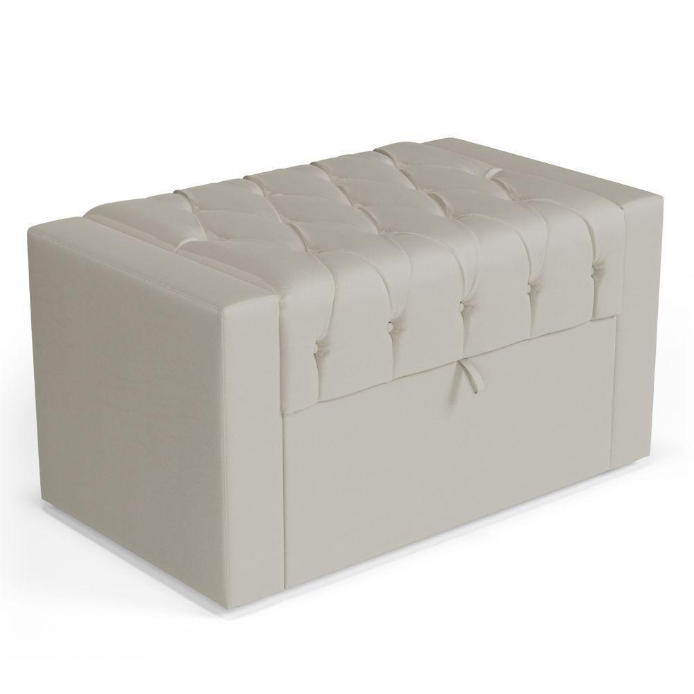 Calçadeira Báu Solteiro Atena 90cm Capitonê Sintético Bege - Desk Design - 1
