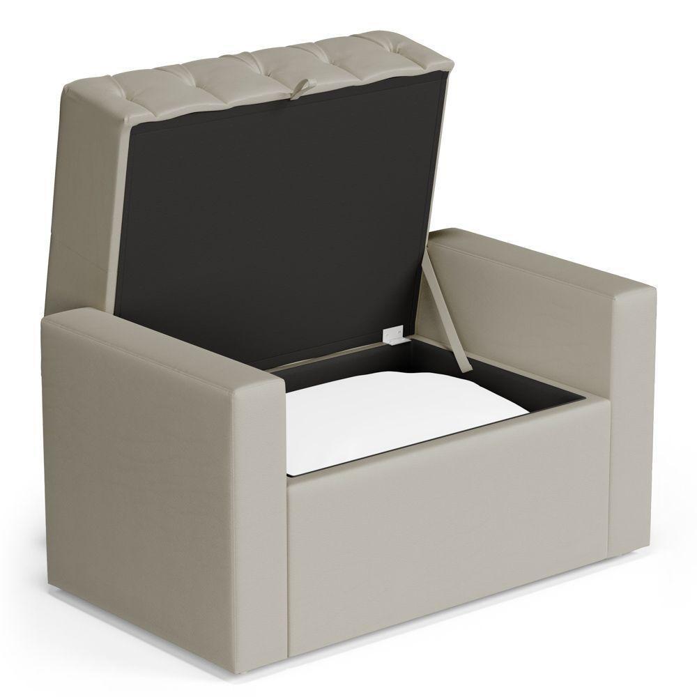 Calçadeira Báu Solteiro Atena 90cm Capitonê Sintético Bege - Desk Design - 3