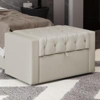 Calçadeira Báu Solteiro Atena 90cm Capitonê Sintético Bege - Desk Design - 5