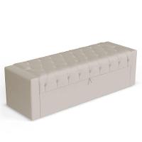 Calçadeira Báu King Size Atena 195cm Capitonê Suede Bege Claro - Desk Design - 1
