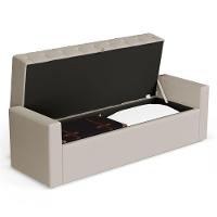 Calçadeira Báu King Size Atena 195cm Capitonê Suede Bege Claro - Desk Design - 7