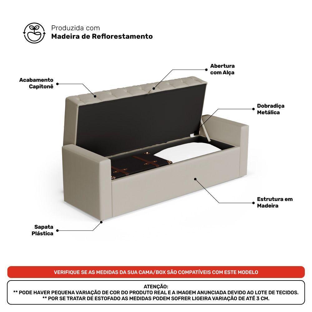 Calçadeira Báu Queen Size Atena 160cm Capitonê Sintético Bege - Desk Design - 4