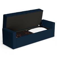 Calçadeira Báu King Size Atena 195cm Capitonê Veludo Azul Marinho - Desk Design - 7