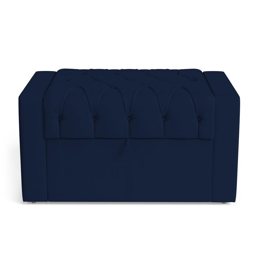 Calçadeira Báu Solteiro Atena 90cm Capitonê Suede Azul Marinho - Desk Design - 2