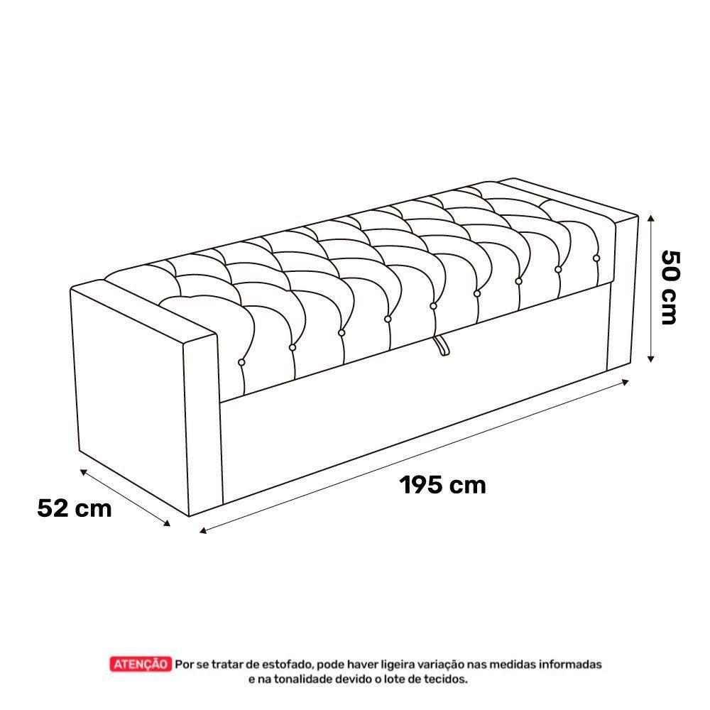 Calçadeira Báu King Size Atena 195cm Capitonê Sintético Branco - Desk Design - 6
