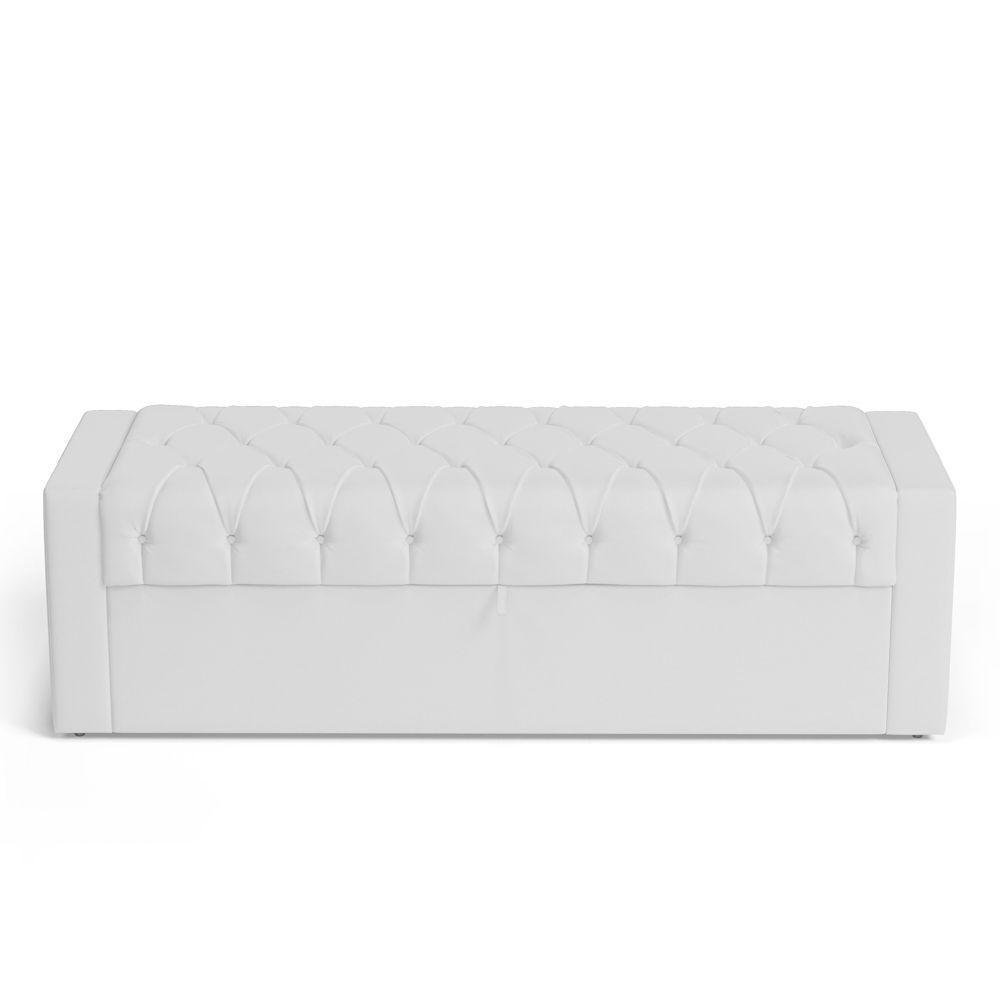 Calçadeira Báu Casal Padrão Atena 140cm Capitonê Sintético Branco - Desk Design - 2