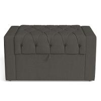 Calçadeira Báu Solteiro Atena 90cm Capitonê Linho Cacau - Desk Design - 3