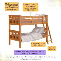 Beliche De Solteiro Madeira Maciça Para Colchão 88 X 188 Cm Multimóveis Cr35206 Mel - 3