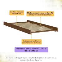 Cama Auxiliar De Solteiro Madeira Maciça Para Colchão 88 X 188 Cm Com Rodízios Cr35208 Castanho - 3