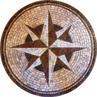 Rosa Dos Ventos Em Mosaico Com Mármores E Granitos Tamanho 60cm