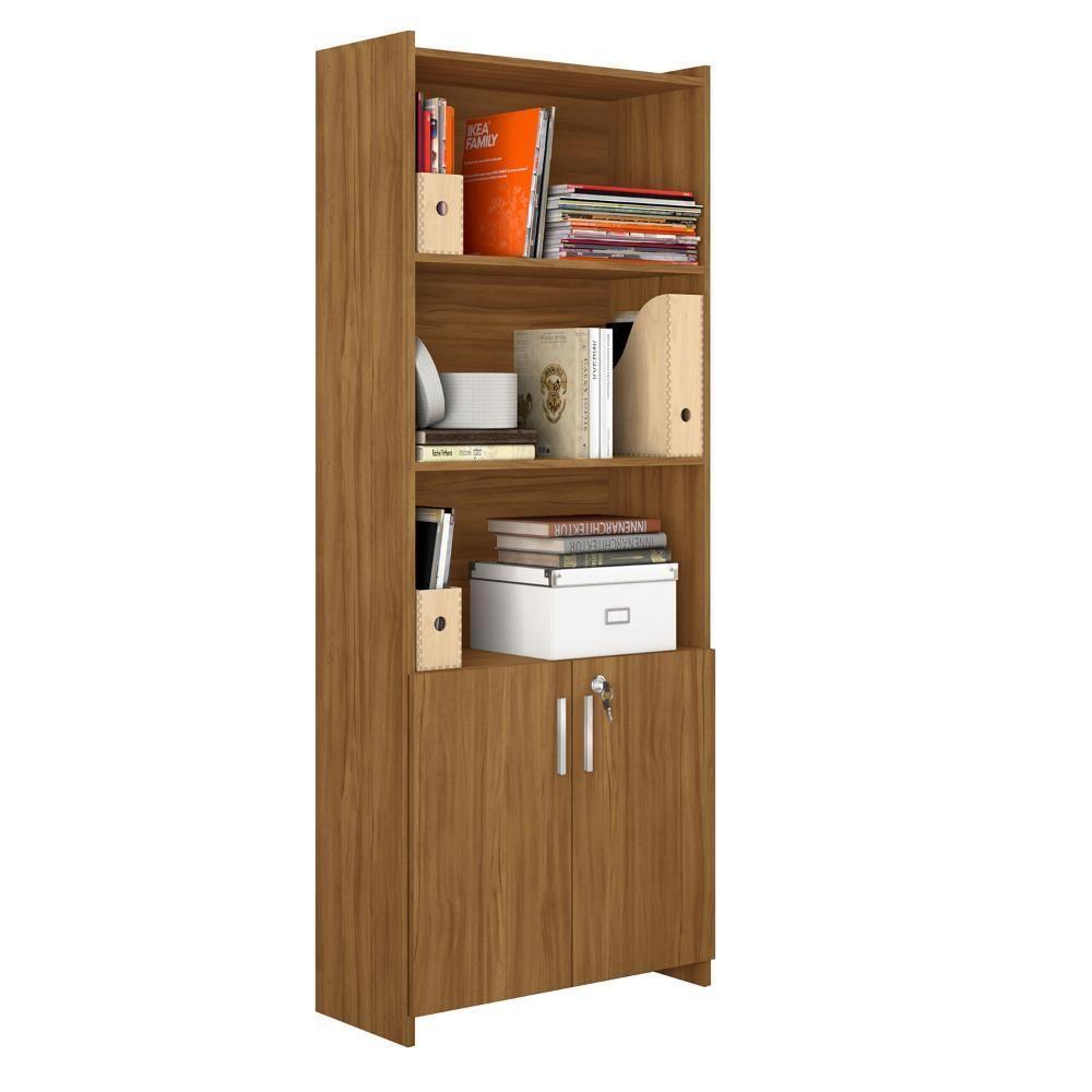 Conjunto Para Escritório 2 Peças Com Escrivaninha E Armário Freijó Notável Móveis Freijó - 2