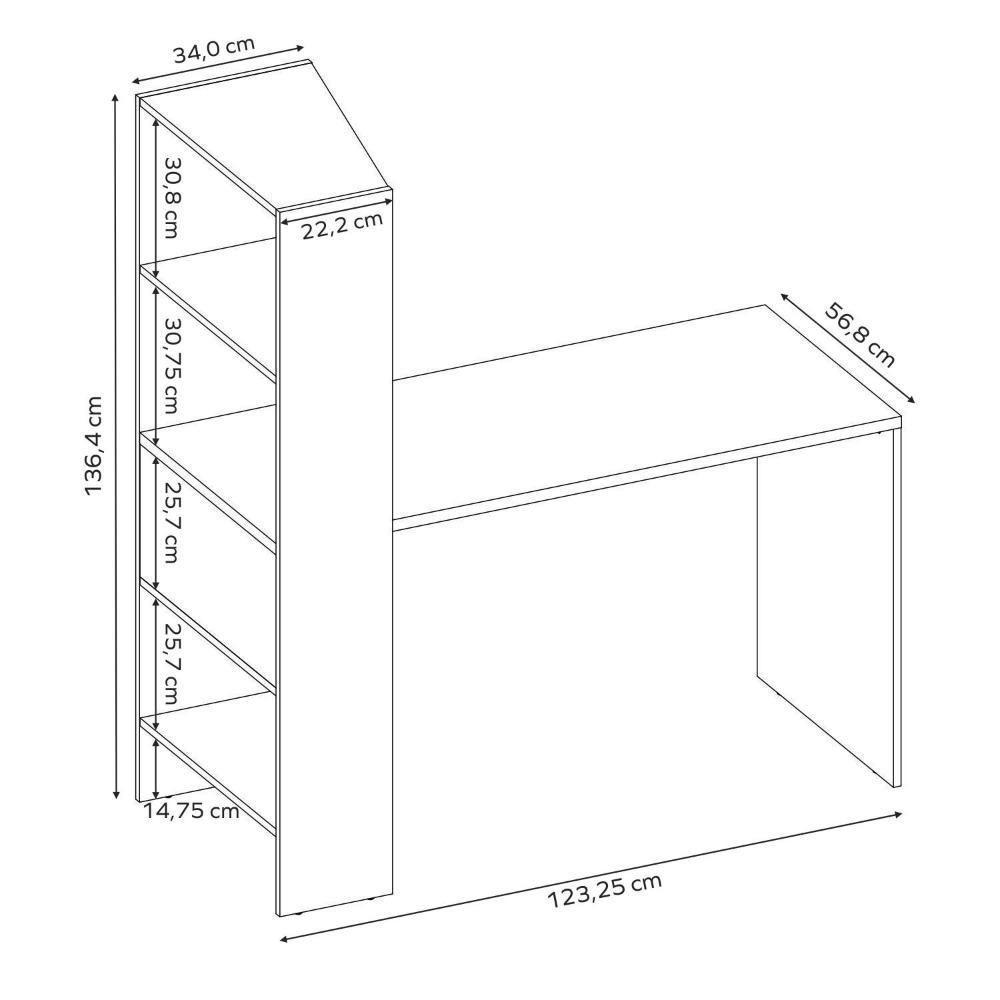 Conjunto Para Escritório 2 Peças Com Escrivaninha E Armário Freijó Notável Móveis Freijó - 6
