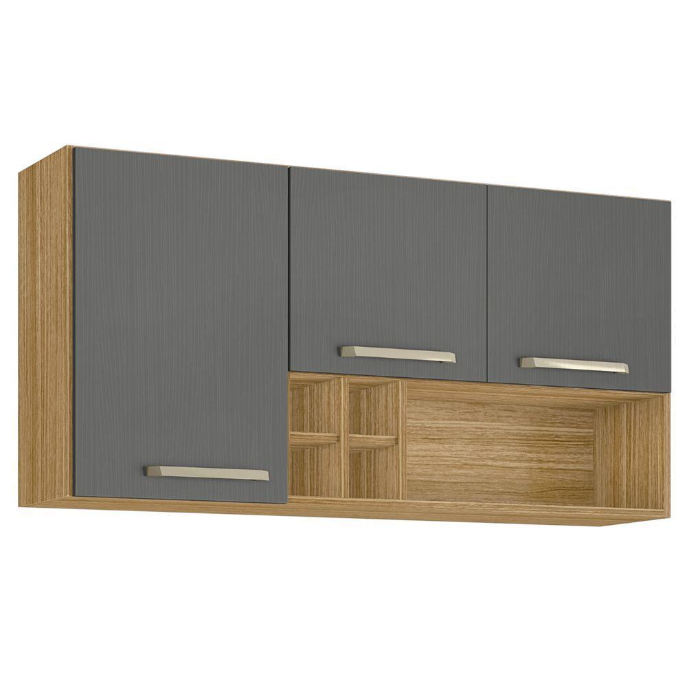 Armário Suspenso 1 Prateleira E 3 Portas San Freijó Gris - 1