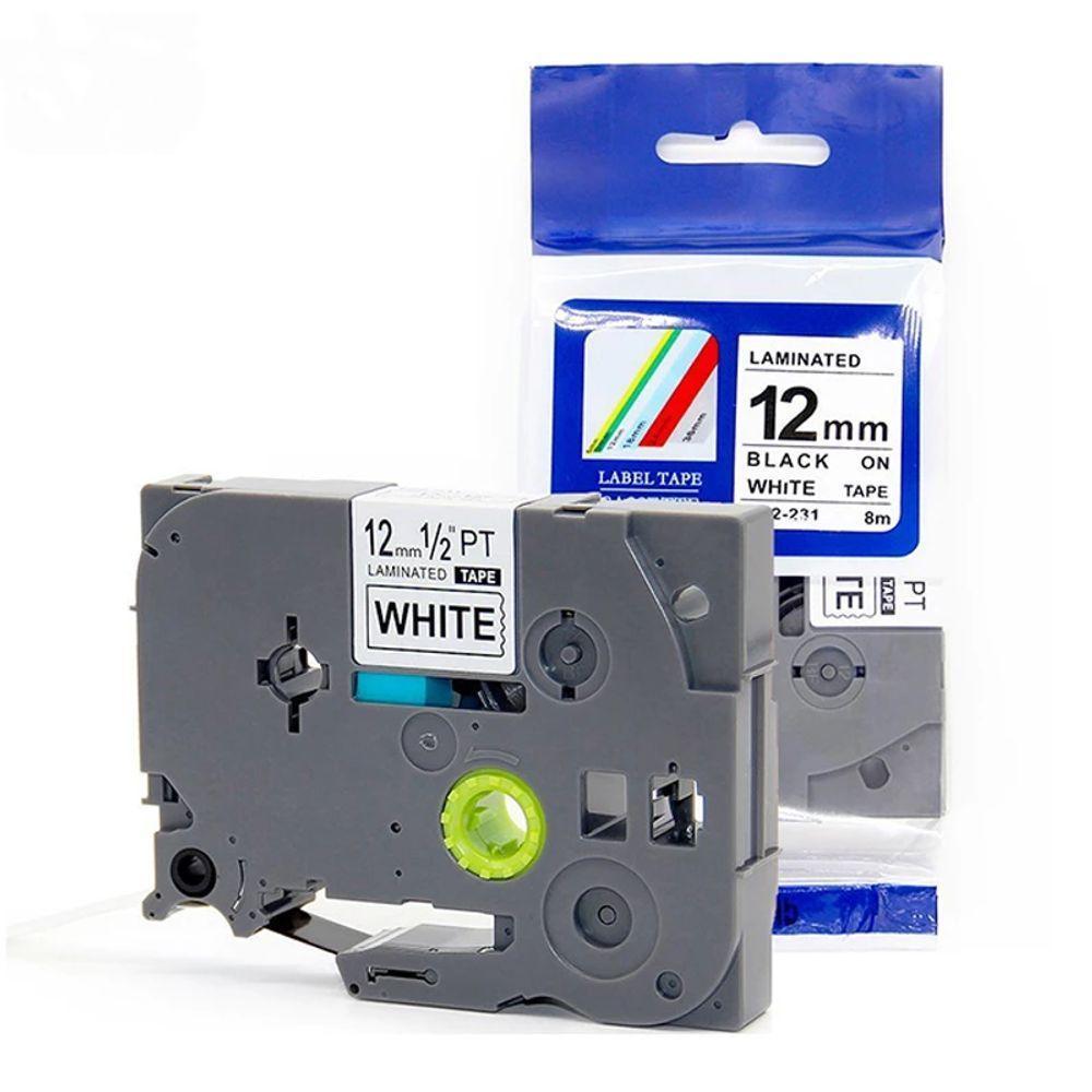 Kit 6 Fitas Compatível Brother Tze-231 Branca 12mm Kze - 1