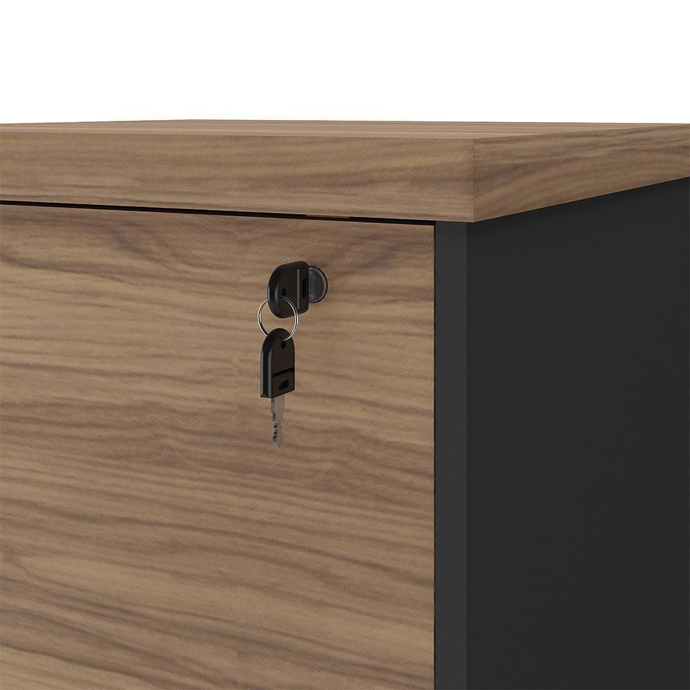 Armário Para Escritório Arquivo 04 Gavetas Com Chave Unik A02 Nogal Preto - 3