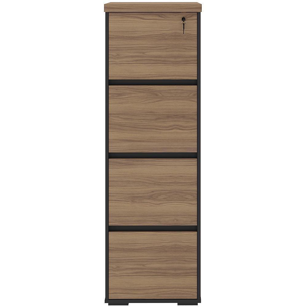 Armário Para Escritório Arquivo 04 Gavetas Com Chave Unik A02 Nogal Preto - 7