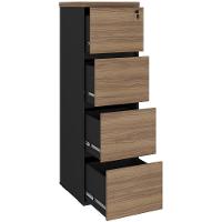 Armário Para Escritório Arquivo 04 Gavetas Com Chave Unik A02 Nogal Preto