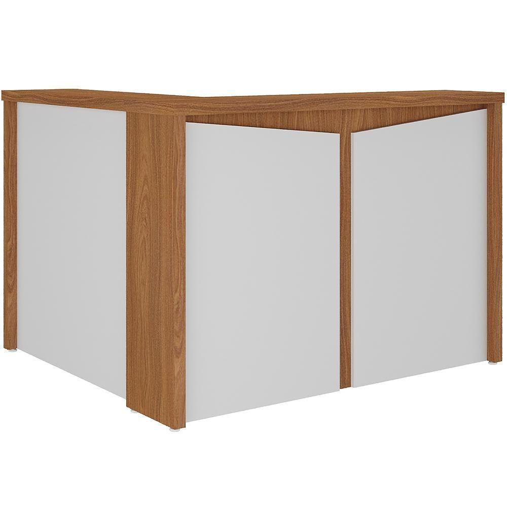 Balcão De Atendimento Para Recepção Em L Unik A02 Freijó Branco - Lyam Decor - 1