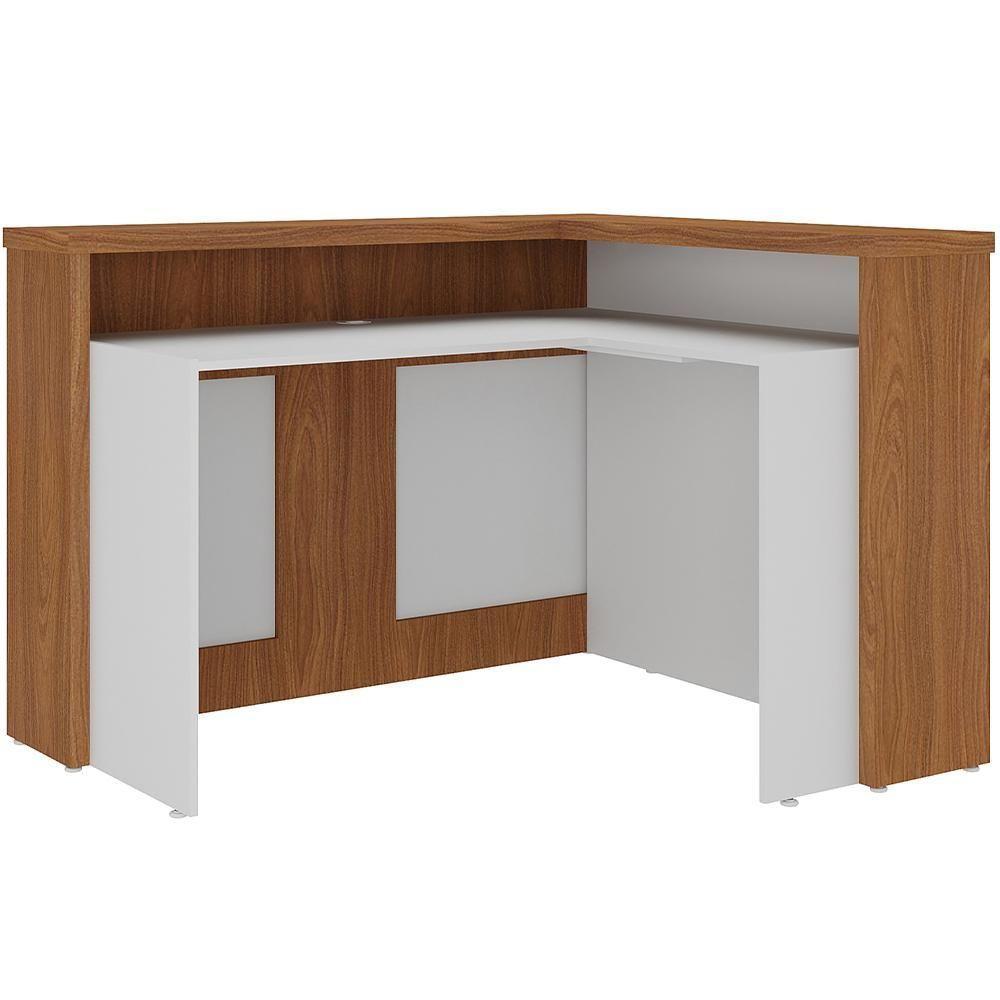 Balcão De Atendimento Para Recepção Em L Unik A02 Freijó Branco - Lyam Decor - 3